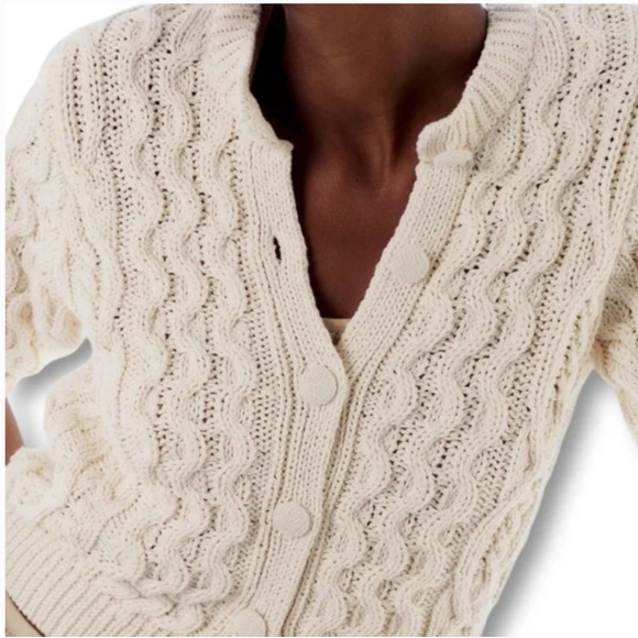 Zara Cream Cable Knit Cardigan - Picture 5 of 8